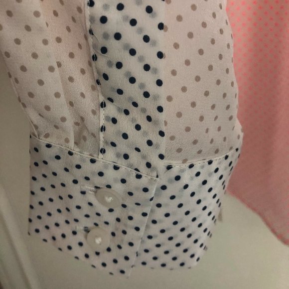 Uniqlo Pindot Colourblock 100% silk blouse Sz XS - Picture 7 of 9